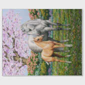 Papier Cadeau Cheval Gris Dappel Mare Palomino Foie (Plat)