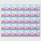 Papier Cadeau Cheval jaune et Coeur rouge (Plat)