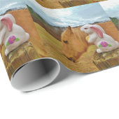 Papier Cadeau Cheval Jaune, Lapin De Printemps (Coin rond)
