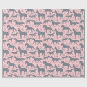 Papier Cadeau Cheval Lover Pink et Grey Chevaux et Ponses (Plat)
