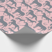 Papier Cadeau Cheval Lover Pink et Grey Chevaux et Ponses (Coin)
