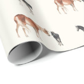 Papier Cadeau Cheval Motif équestre Mare Foal Aquarelle (Coin rond)
