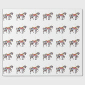Papier Cadeau Cheval noir de marche de carrousel (Plat)
