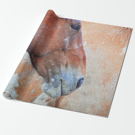 Papier Cadeau Cheval Pays Rustique Brown Ouest Découpage (Déroulé)