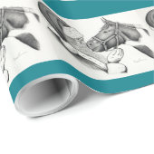 Papier Cadeau Cheval Pinto Paint Christmas et Père Noël (Coin rond)