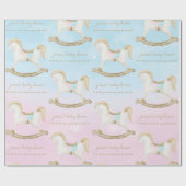 Papier Cadeau Cheval Rocher bleu rose Baby shower neutre pour le (Plat)