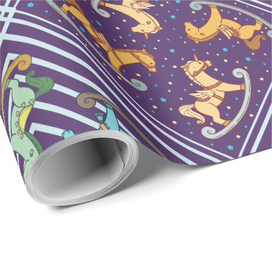 Papier Cadeau Cheval rocheux mignon et adorable (Coin rond)