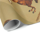 PAPIER CADEAU CHEVAL ROUGE (Coin rond)