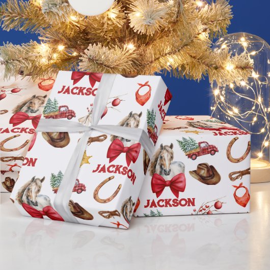 Papier Cadeau Cheval rustique occidental (Vacances)