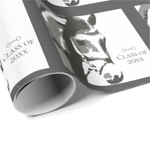 Papier Cadeau Cheval Sketch, Snaffle Bit Grey Graduation Classe 