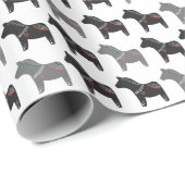 Papier cadeau Cheval suédois scandinave (Coin rond)