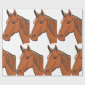 Papier Cadeau Cheval Tête Brown Animal de ferme (Plat)