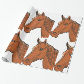 Papier Cadeau Cheval Tête Brown Animal de ferme (Déroulé)