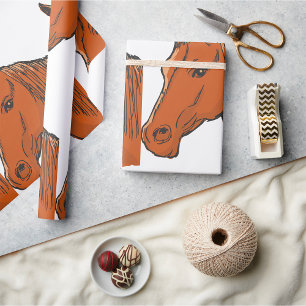 Papier Cadeau Cheval Tête Brown Animal de ferme