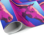 Papier Cadeau Cheval Tête En Rose Personnalisé (Coin rond)