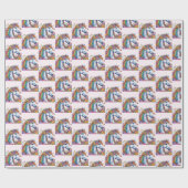 Papier Cadeau Cheval Whimsical Rainbow Floral Equestriday (Plat)