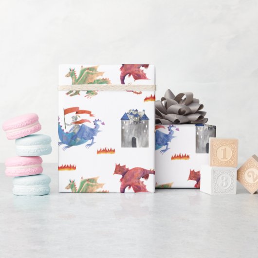 Papier cadeau Chevalier et Dragon (Baby Shower)