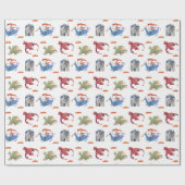 Papier cadeau Chevalier et Dragon (Plat)
