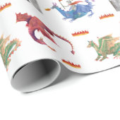 Papier cadeau Chevalier et Dragon (Coin rond)
