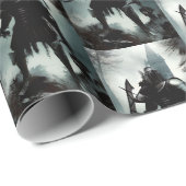 Papier Cadeau Chevalier médiéval sombre (Coin rond)