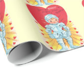 Papier Cadeau Chevalier vintage Valentine (Coin rond)