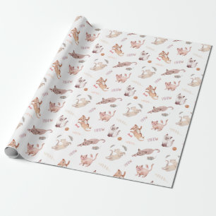 Papier Cadeau Chevauchement de chaton rose pastel