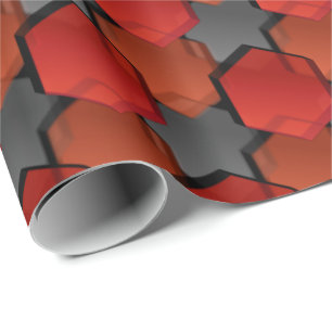 Papier Cadeau Chevauchement d'hexagones rouges et d'"étoile gris