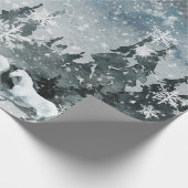 Papier Cadeau Chevaux Blanches Neige Dans Une Forêt D'Hiver Ciel (Coin)