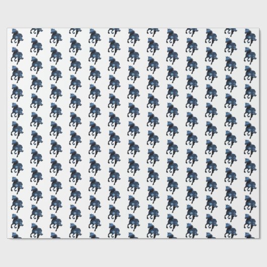 Papier Cadeau Chevaux bleus (Plat)
