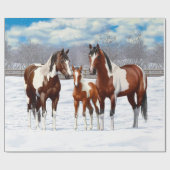 Papier Cadeau Chevaux Brown Bay Pinto Peinture Quarter Dans La N (Plat)