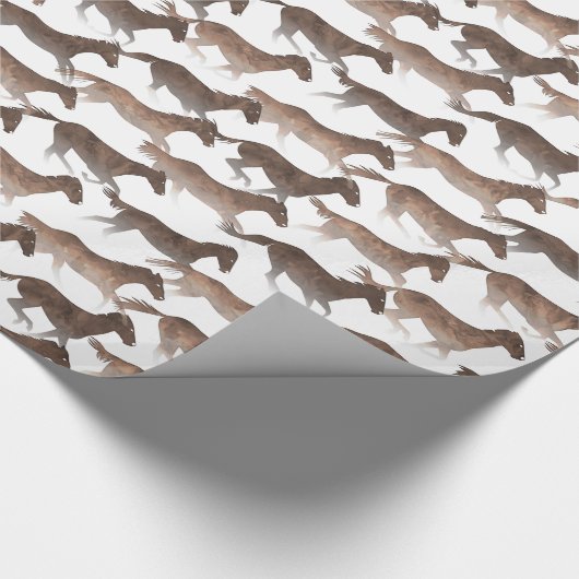 Papier Cadeau Chevaux Brown d'aquarelle (Coin)