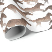 Papier Cadeau Chevaux Brown d'aquarelle (Coin rond)