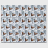 Papier Cadeau Chevaux courant à travers une forêt enneigée (Plat)