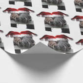 Papier Cadeau Chevaux dans des casquettes du père noël (Coin)