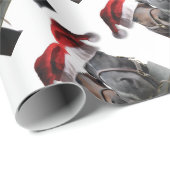 Papier Cadeau Chevaux dans des casquettes du père noël (Coin rond)