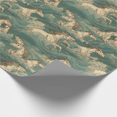 Papier Cadeau Chevaux dans le surf, mer, vagues, océan (Coin)