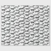 Papier Cadeau Chevaux d'aquarelle noire (Plat)