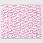 Papier Cadeau Chevaux d'aquarelle rose (Plat)