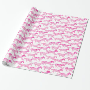 Papier Cadeau Chevaux d'aquarelle rose