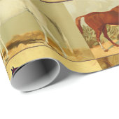 Papier Cadeau Chevaux d'Arabie vintage - collage (Coin rond)