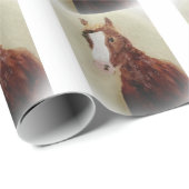 Papier Cadeau Chevaux d'art équin (Coin rond)