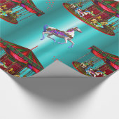 Papier Cadeau Chevaux de carrousel en bleu (Coin)