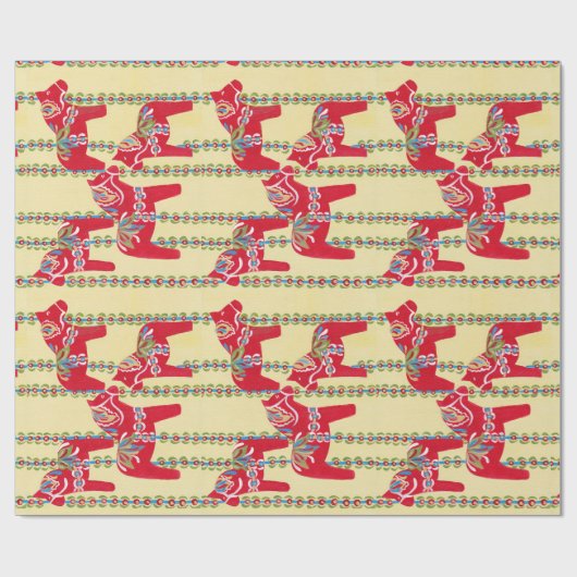 Papier Cadeau Chevaux de Dala (Plat)