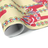 Papier Cadeau Chevaux de Dala (Coin rond)