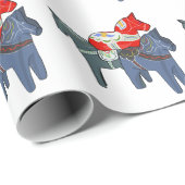 Papier Cadeau Chevaux de Dala (Coin rond)