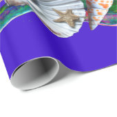 PAPIER CADEAU CHEVAUX DE MER EN AMOUR, ROSE TURQUOISE BLEU MÈRE  (Coin rond)