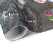 PAPIER CADEAU CHEVAUX DE MER EN AMOUR, ROSE TURQUOISE BLEU MÈRE (Coin rond)