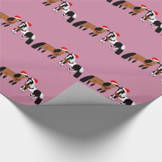 Papier Cadeau Chevaux de Noël (Coin)