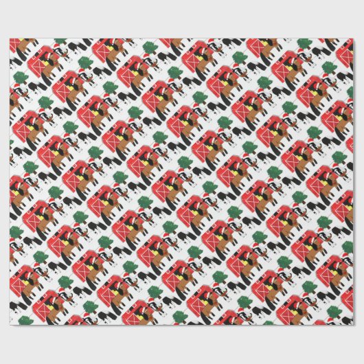 Papier Cadeau Chevaux de Noël (Plat)