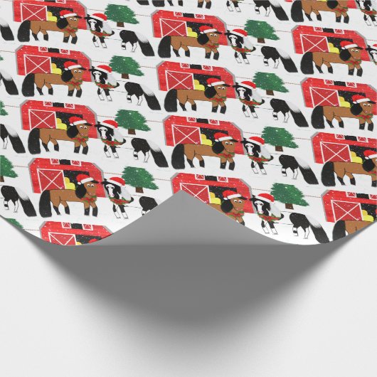 Papier Cadeau Chevaux de Noël (Coin)